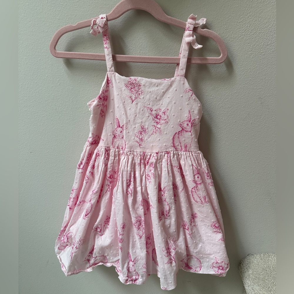 Janie and Jack Pink Bunny Print Sundress Size 4